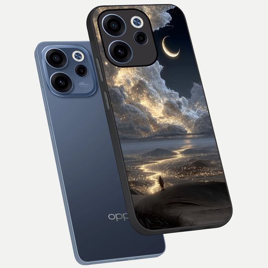 Moonlight Spark Path phone case For Oppo Reno 15c showing premium glass back cover with detailed artwork