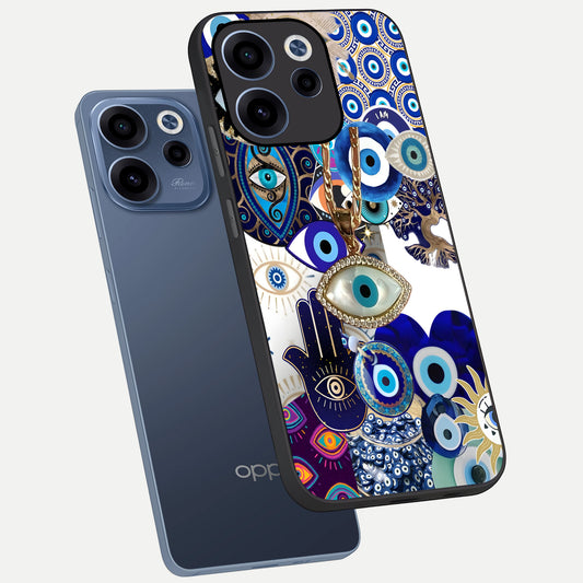 Mystic Charm Eye phone case For Oppo Reno 15c showing premium glass back cover with detailed artwork
