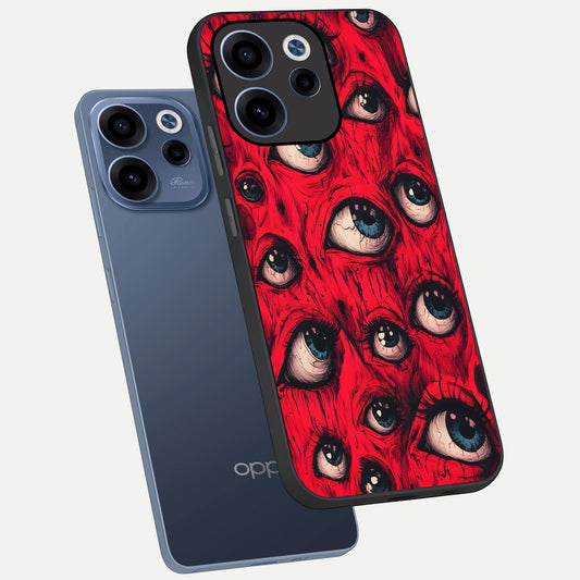 Red Eyes Pattern phone case For Oppo Reno 15c showing premium glass back cover with detailed artwork