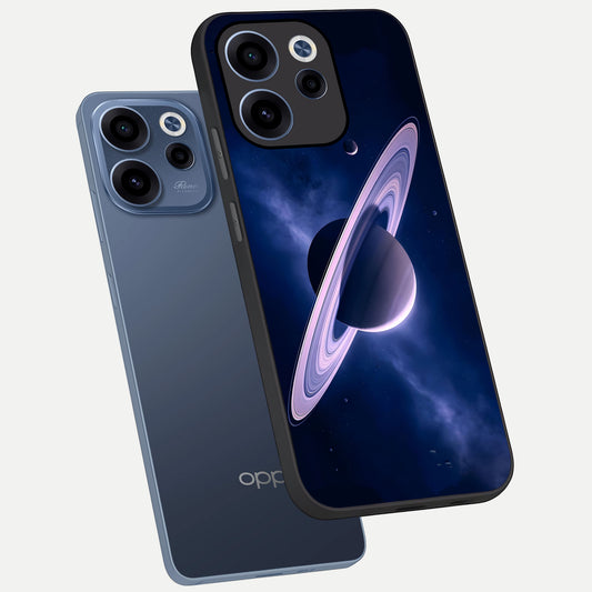 Saturn Ring Mystique phone case For Oppo Reno 15c showing premium glass back cover with detailed artwork