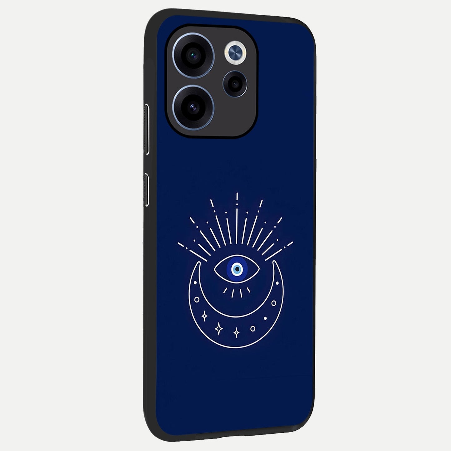Blue Evil Eye back cover For Oppo Reno 15c slim fit glass case with vibrant aesthetic design