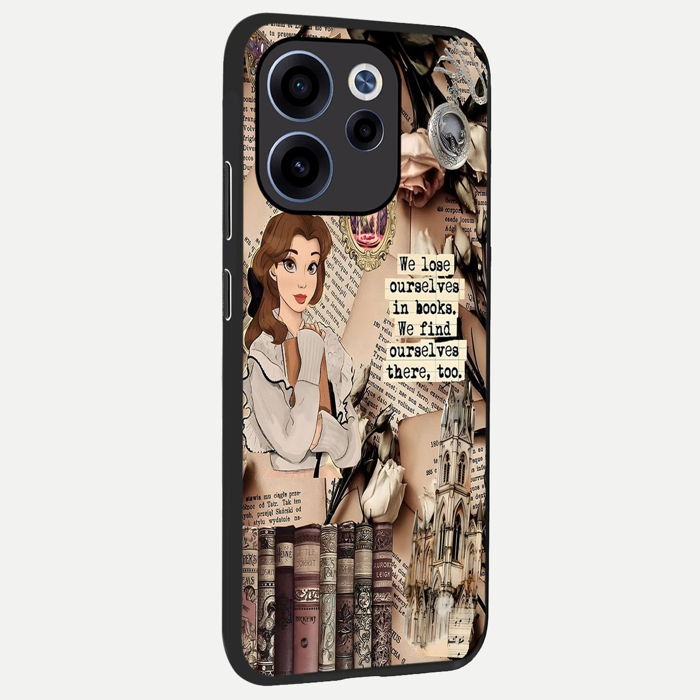 Bookish Dream World back cover For Oppo Reno 15c slim fit glass case with vibrant aesthetic design