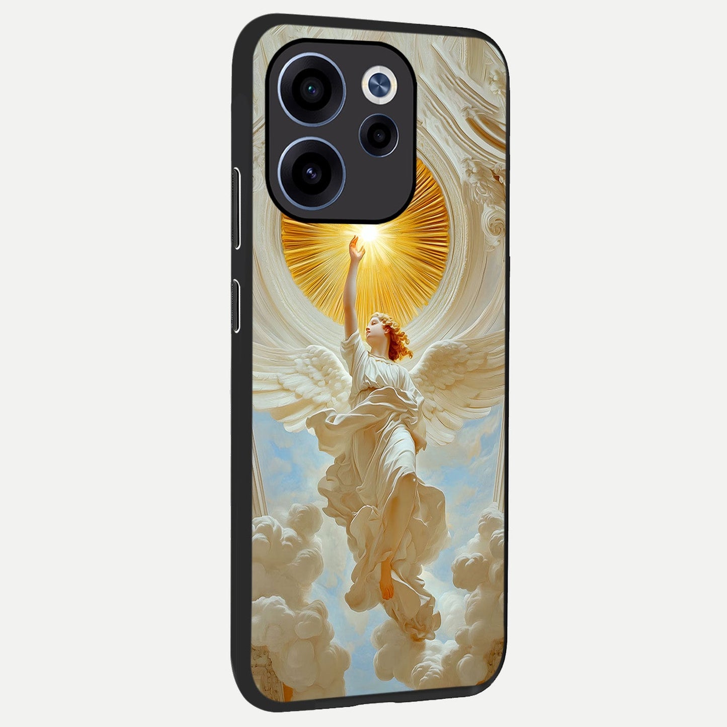 Divine Light Angel back cover For Oppo Reno 15c slim fit glass case with vibrant aesthetic design