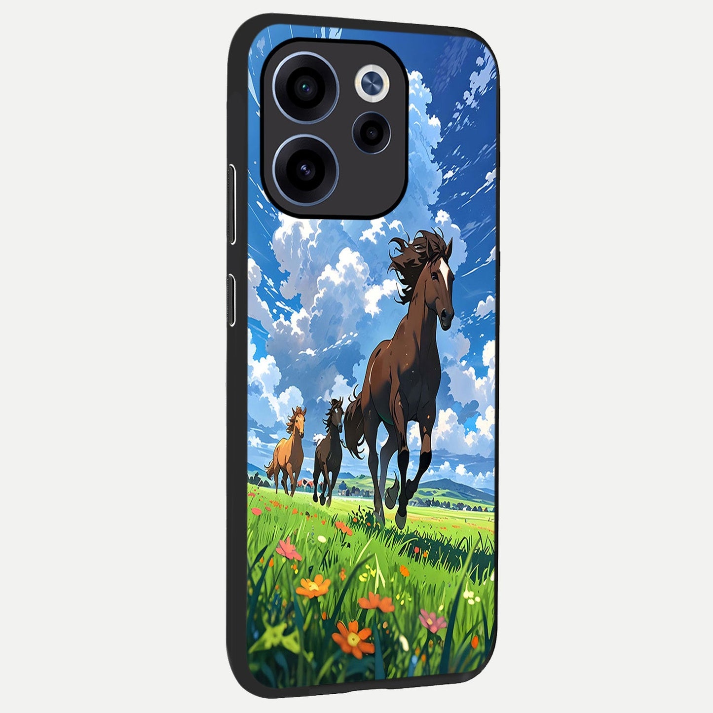 Majestic Horses Galloping back cover For Oppo Reno 15c slim fit glass case with vibrant aesthetic design
