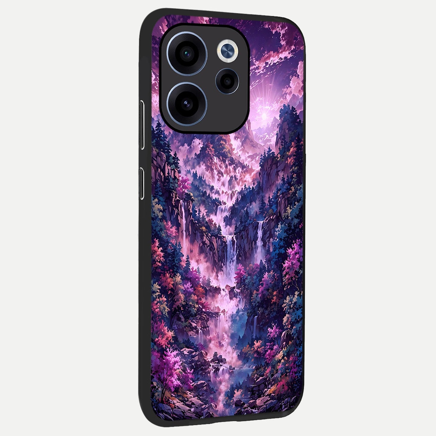 Mystic Cascade Peaks back cover For Oppo Reno 15c slim fit glass case with vibrant aesthetic design