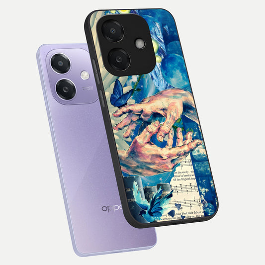 Aesthetic Divider phone case For Oppo A3x 5G showing premium glass back cover with detailed artwork