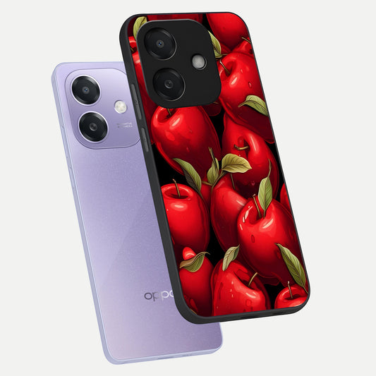 Apple Pattern phone case For Oppo A3x 5G showing premium glass back cover with detailed artwork