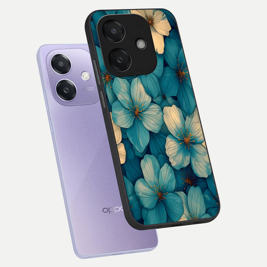 Blue Shade Floral phone case For Oppo A3x 5G showing premium glass back cover with detailed artwork