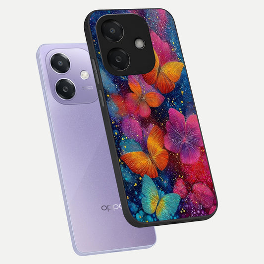 Butterfly Dream Mist phone case For Oppo A3x 5G showing premium glass back cover with detailed artwork