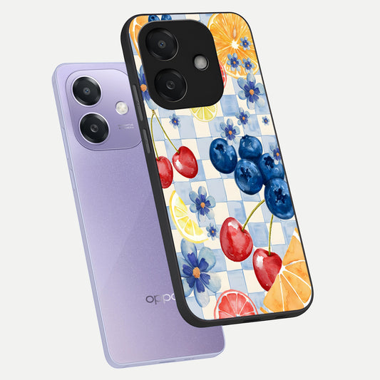 Citrus Bloom Joy phone case For Oppo A3x 5G showing premium glass back cover with detailed artwork