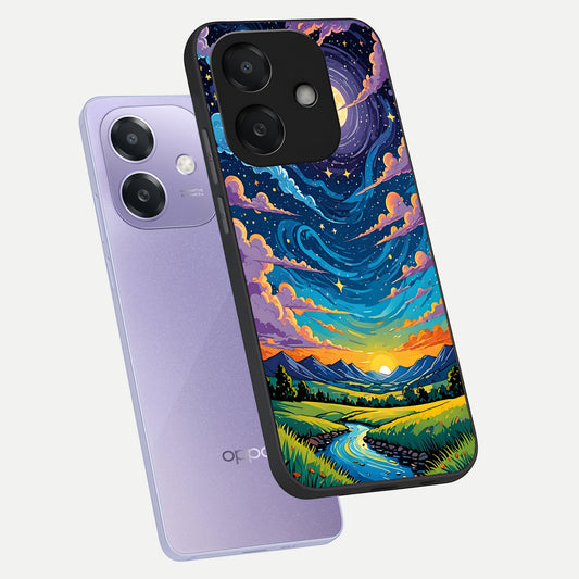 Dreamy Night Landscape phone case For Oppo A3x 5G showing premium glass back cover with detailed artwork