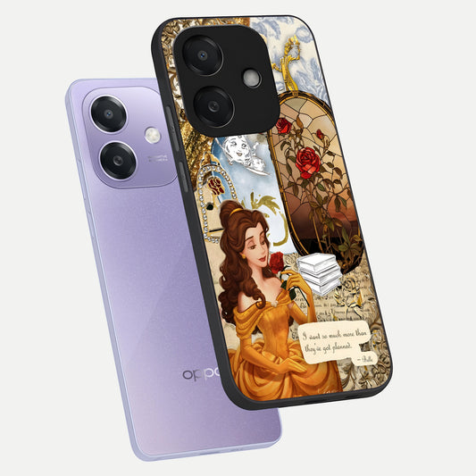 Golden Dream Belle phone case For Oppo A3x 5G showing premium glass back cover with detailed artwork