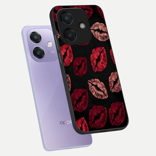 Midnight Kiss Love phone case For Oppo A3x 5G showing premium glass back cover with detailed artwork