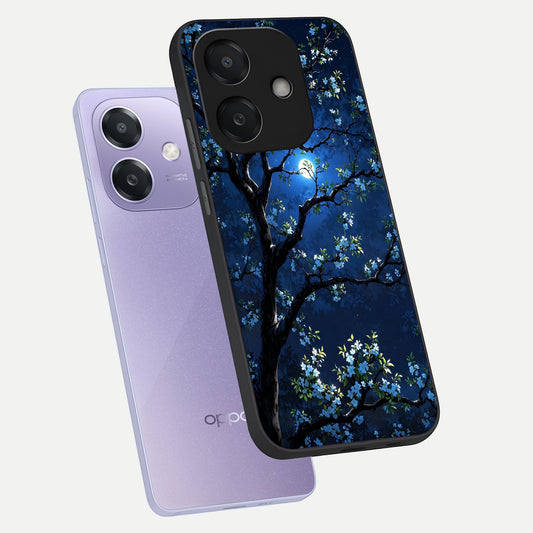 Mystic Floral Night phone case For Oppo A3x 5G showing premium glass back cover with detailed artwork