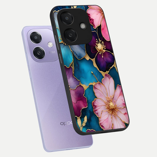 Sparkle Floral phone case For Oppo A3x 5G showing premium glass back cover with detailed artwork