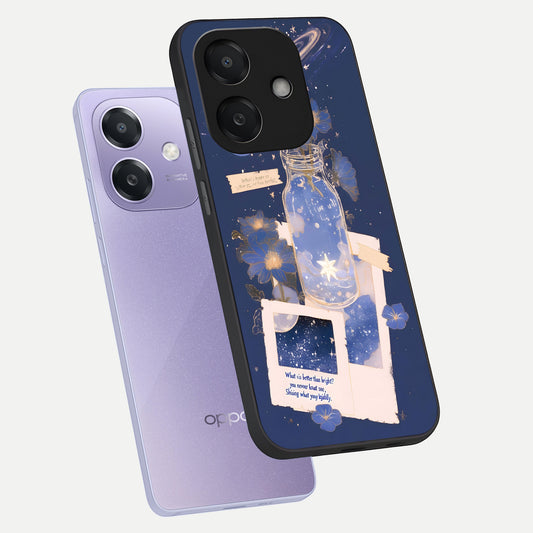 Starlit Cosmic Jar phone case For Oppo A3x 5G showing premium glass back cover with detailed artwork