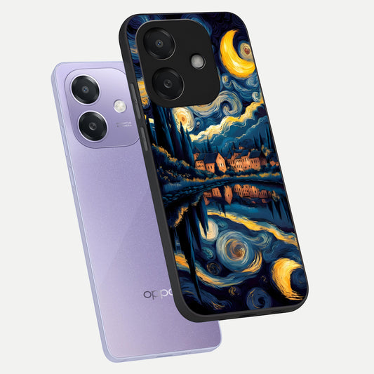 Starry Sky Serenity phone case For Oppo A3x 5G showing premium glass back cover with detailed artwork