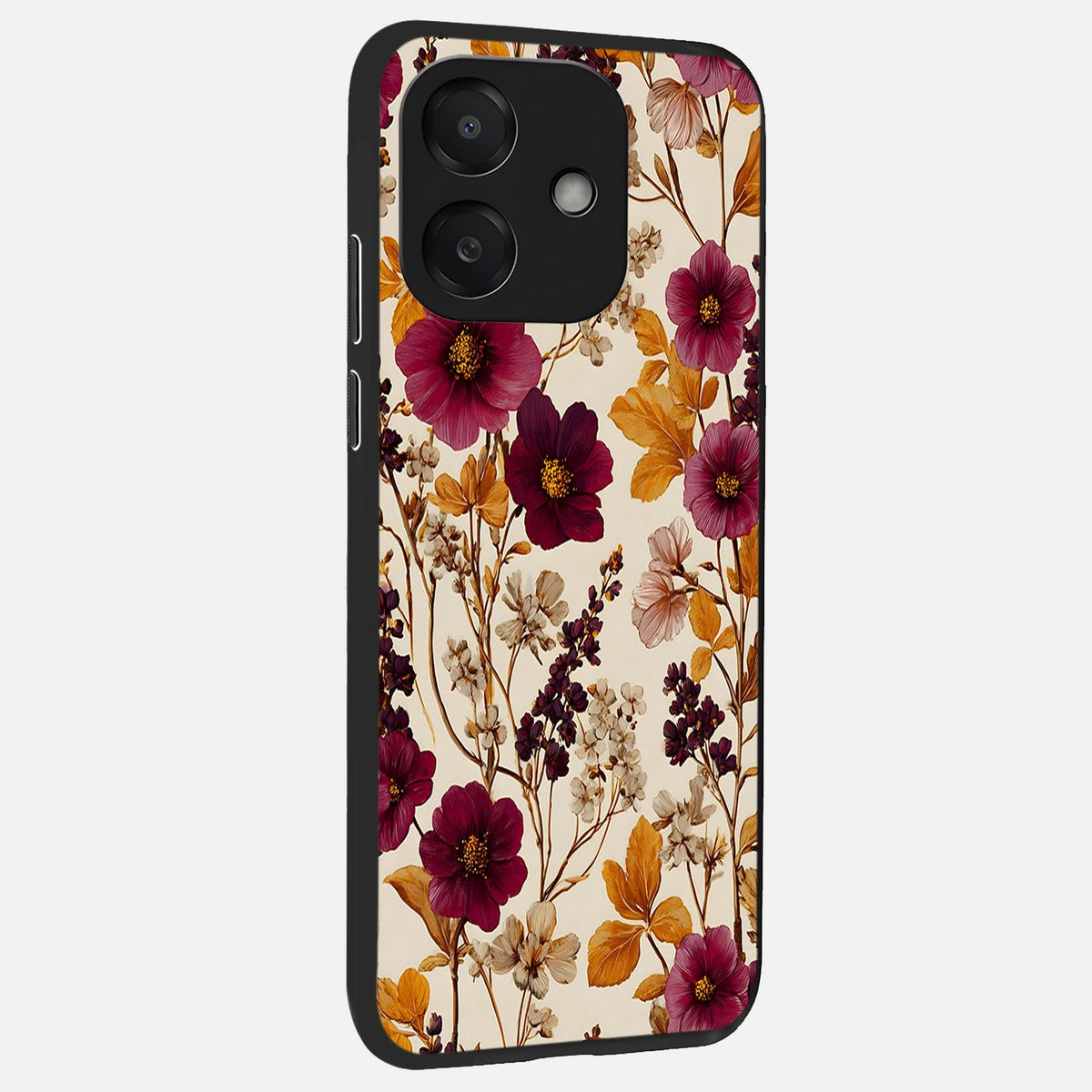 Autumn Wine Bloom back cover For Oppo A3x 5G slim fit glass case with vibrant aesthetic design