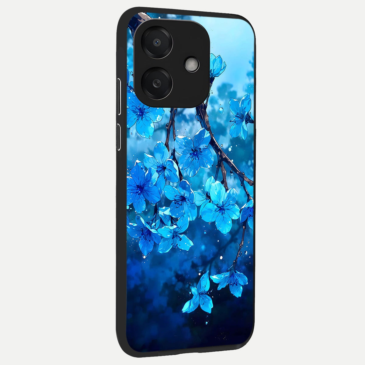 Blue Blossoms Branch back cover For Oppo A3x 5G slim fit glass case with vibrant aesthetic design