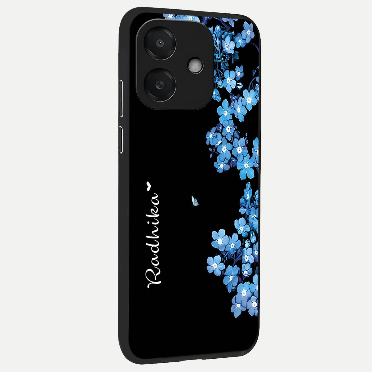 Blue Petal Dream Custom Name back cover For Oppo A3x 5G slim fit glass case with vibrant aesthetic design