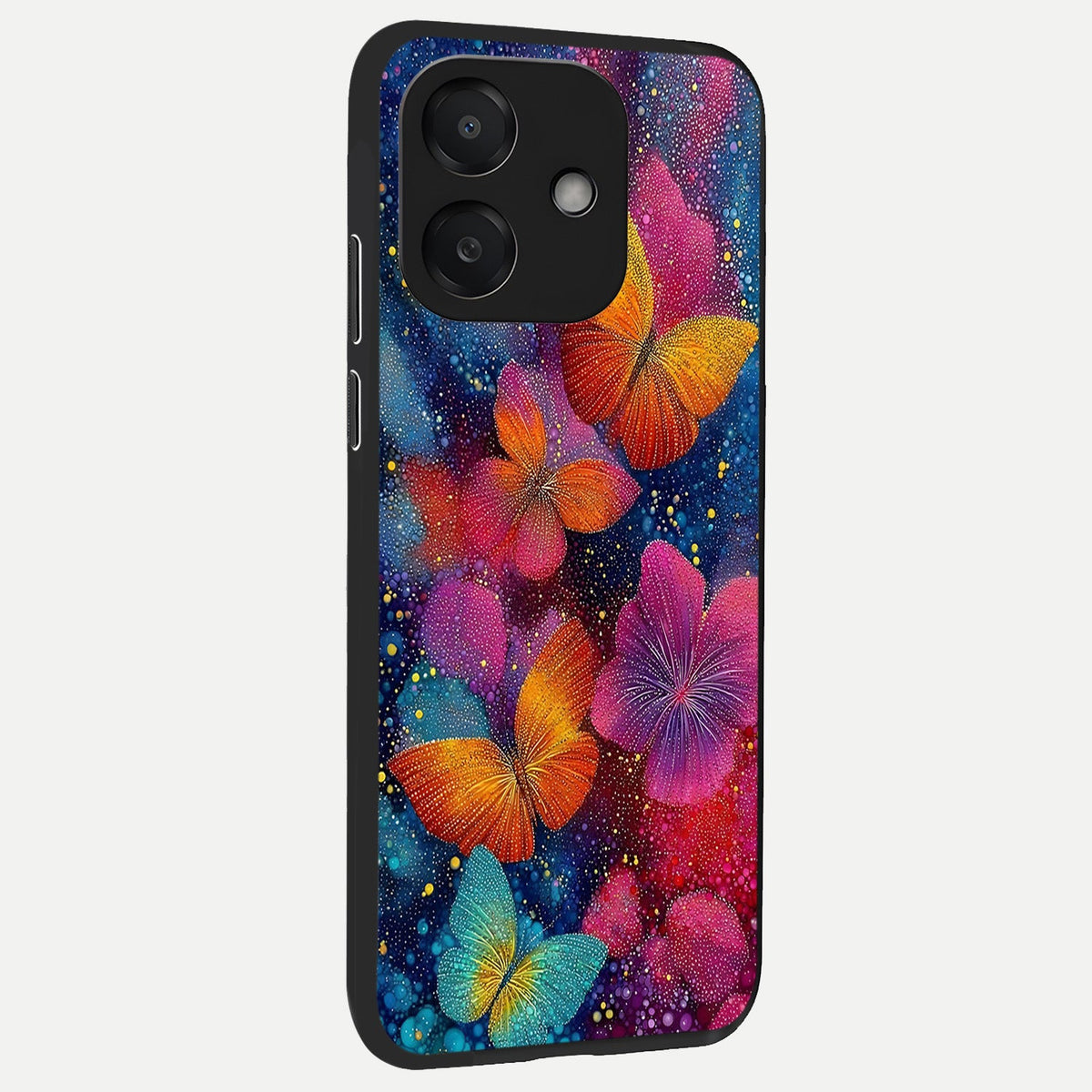 Butterfly Dream Mist back cover For Oppo A3x 5G slim fit glass case with vibrant aesthetic design