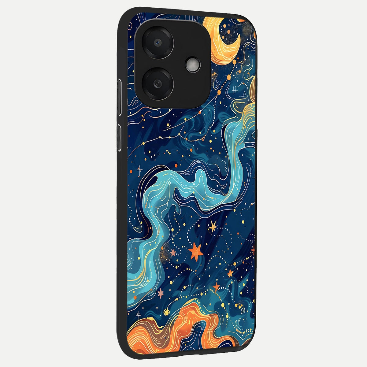 Celestial Dream Flow back cover For Oppo A3x 5G slim fit glass case with vibrant aesthetic design