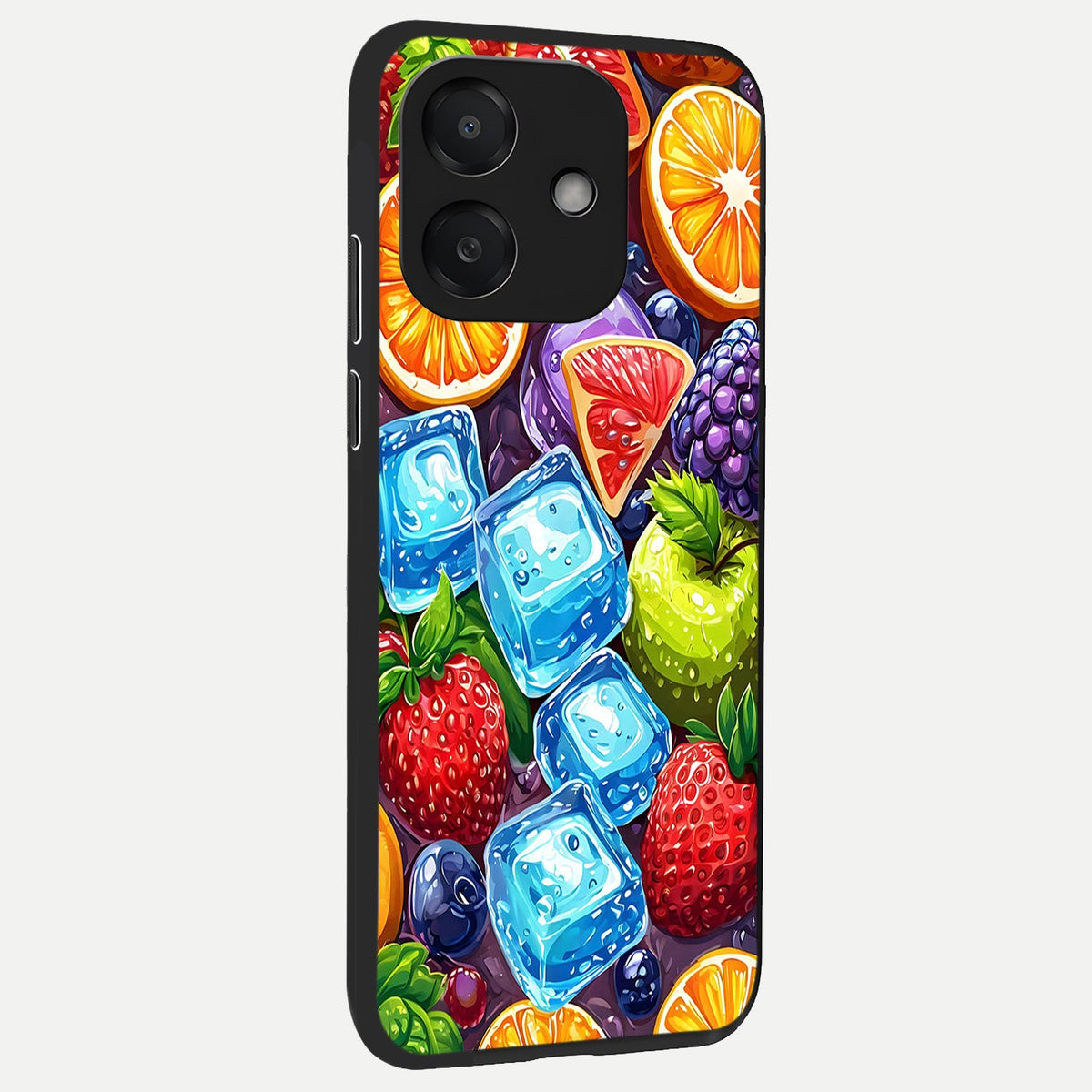 Colorful Fruits with Ice back cover For Oppo A3x 5G slim fit glass case with vibrant aesthetic design