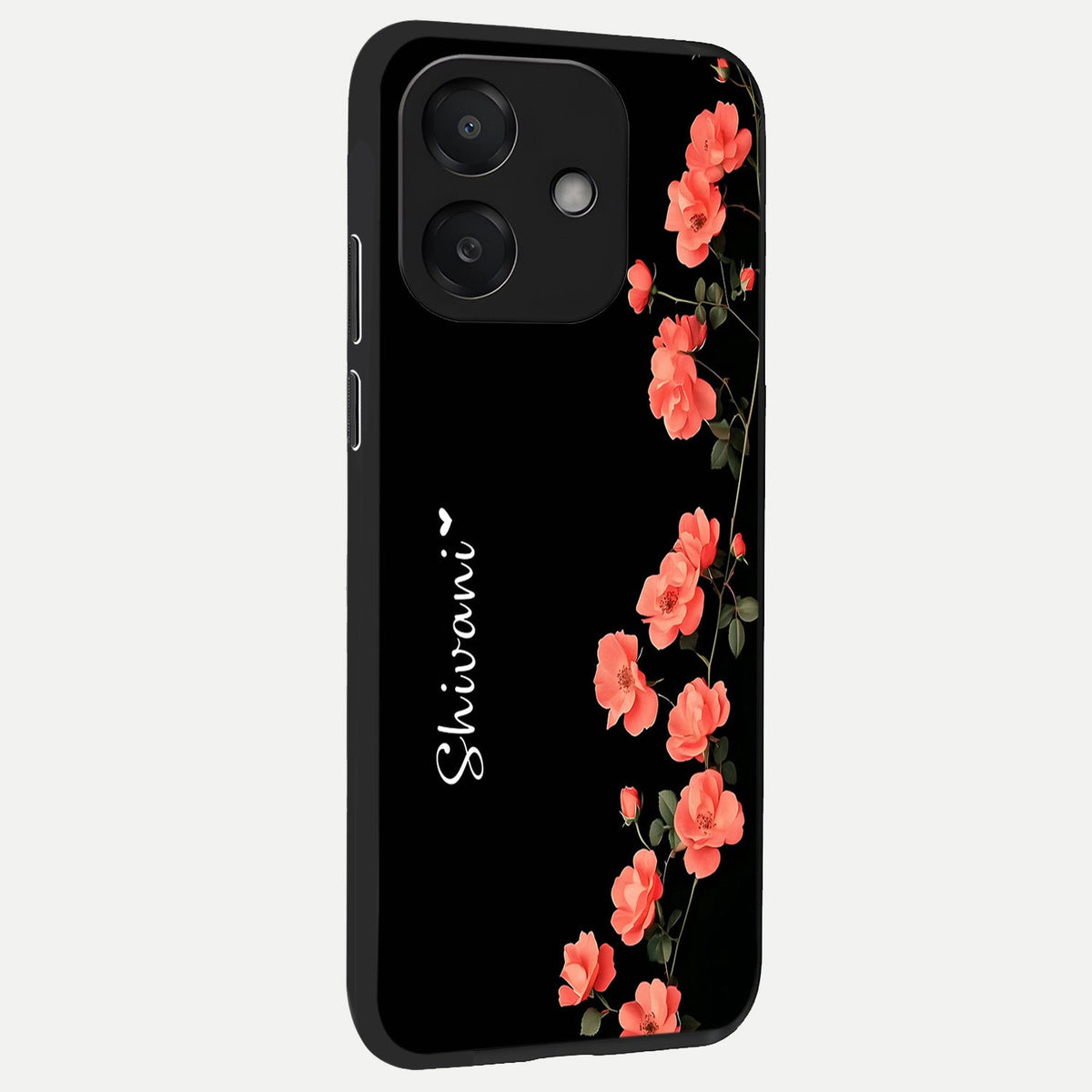 Crimson Bloom Grace Custom Name back cover For Oppo A3x 5G slim fit glass case with vibrant aesthetic design