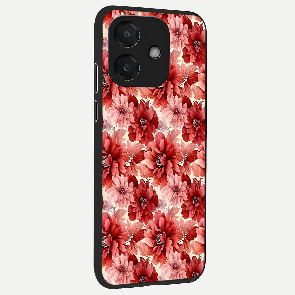 Crimson Love Petals back cover For Oppo A3x 5G slim fit glass case with vibrant aesthetic design
