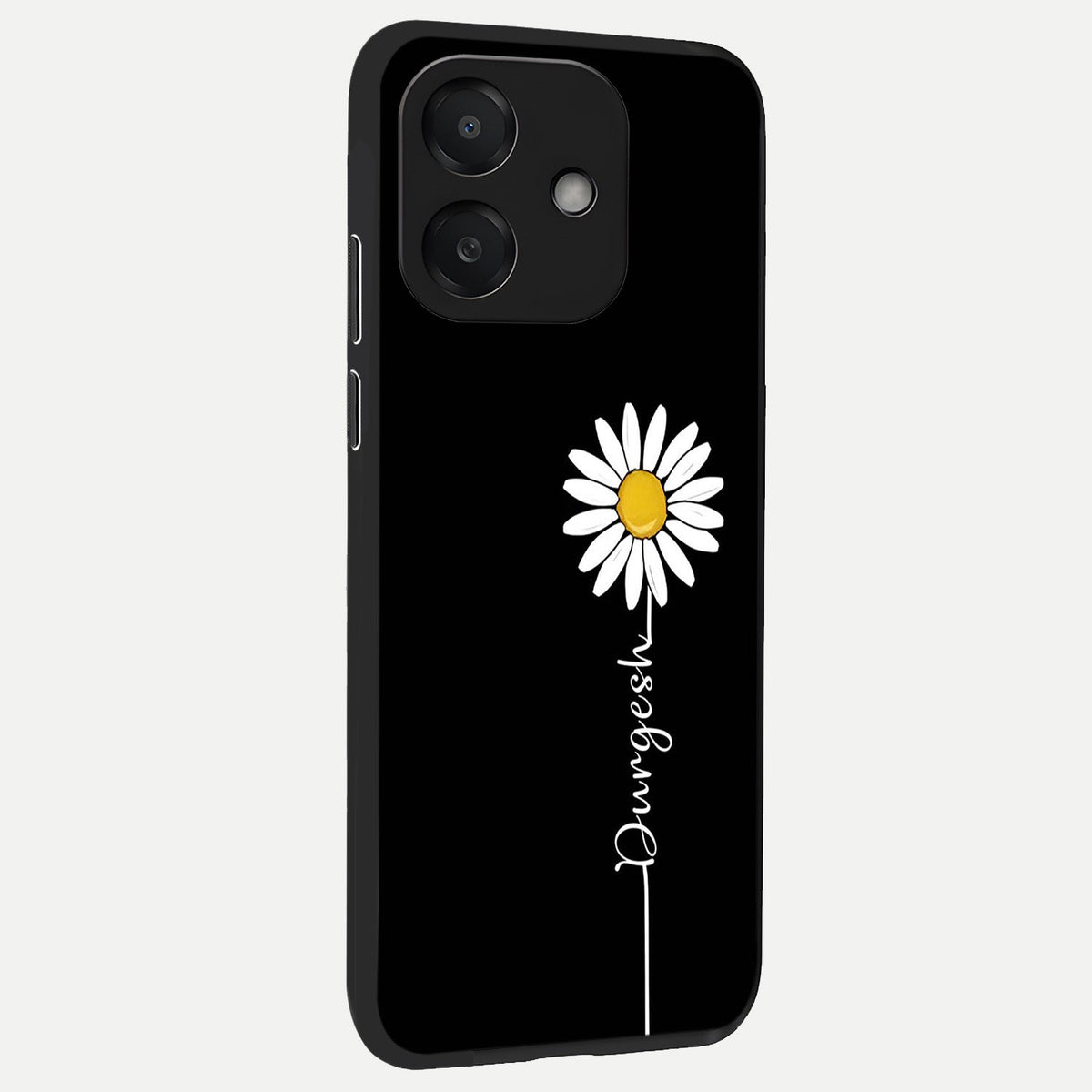 Custom Name White Flower back cover For Oppo A3x 5G slim fit glass case with vibrant aesthetic design