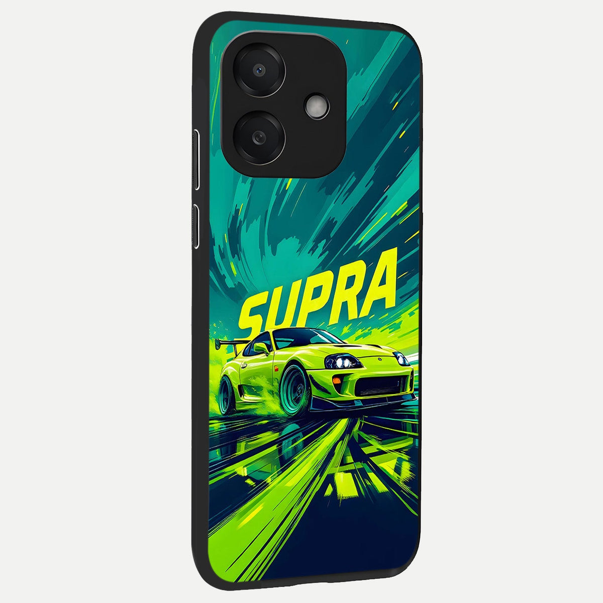 Electric Supra Thunder back cover For Oppo A3x 5G slim fit glass case with vibrant aesthetic design