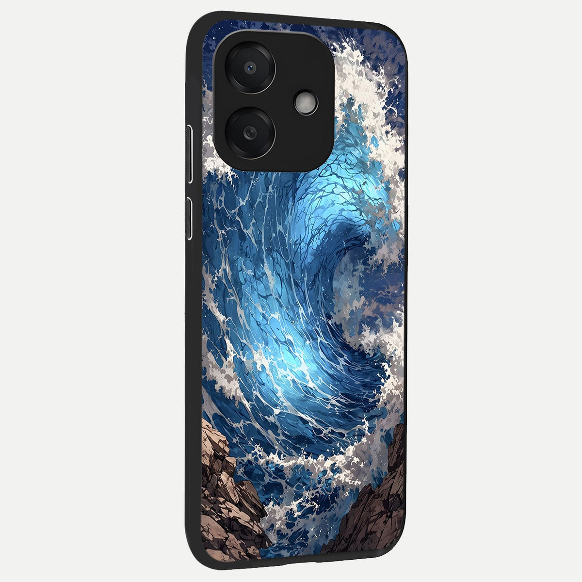Giant Ocean Wave back cover For Oppo A3x 5G slim fit glass case with vibrant aesthetic design