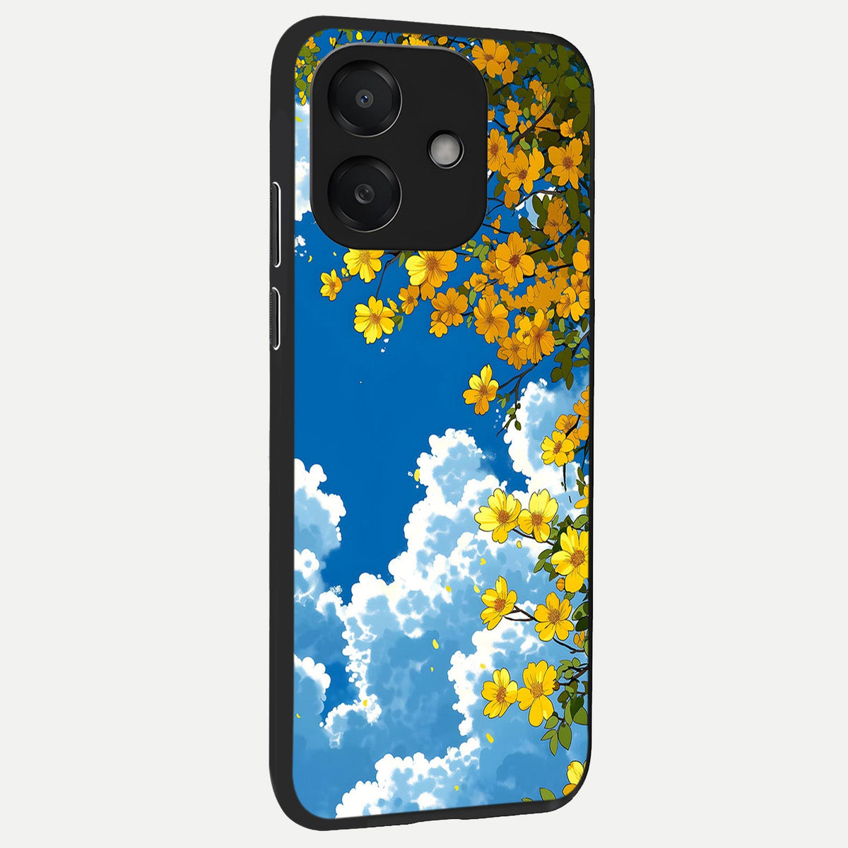 Golden Petal Sky back cover For Oppo A3x 5G slim fit glass case with vibrant aesthetic design