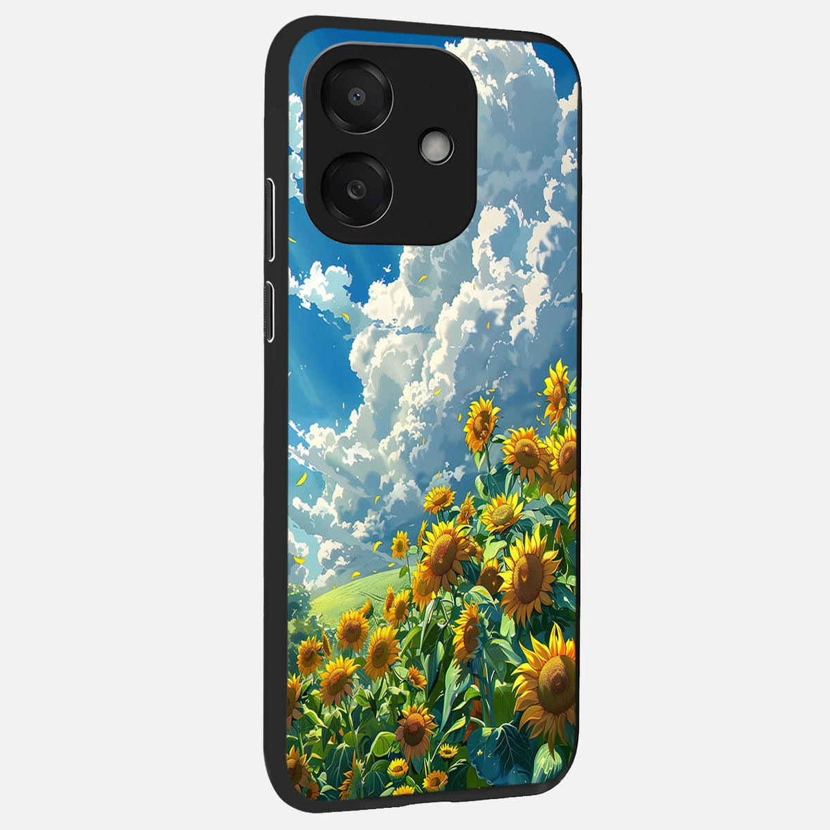 Golden Sun Glory back cover For Oppo A3x 5G slim fit glass case with vibrant aesthetic design