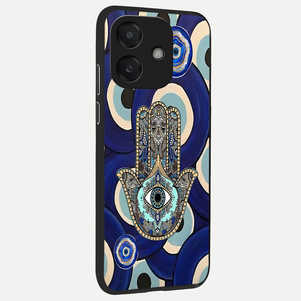Hamsa Divine Guard back cover For Oppo A3x 5G slim fit glass case with vibrant aesthetic design