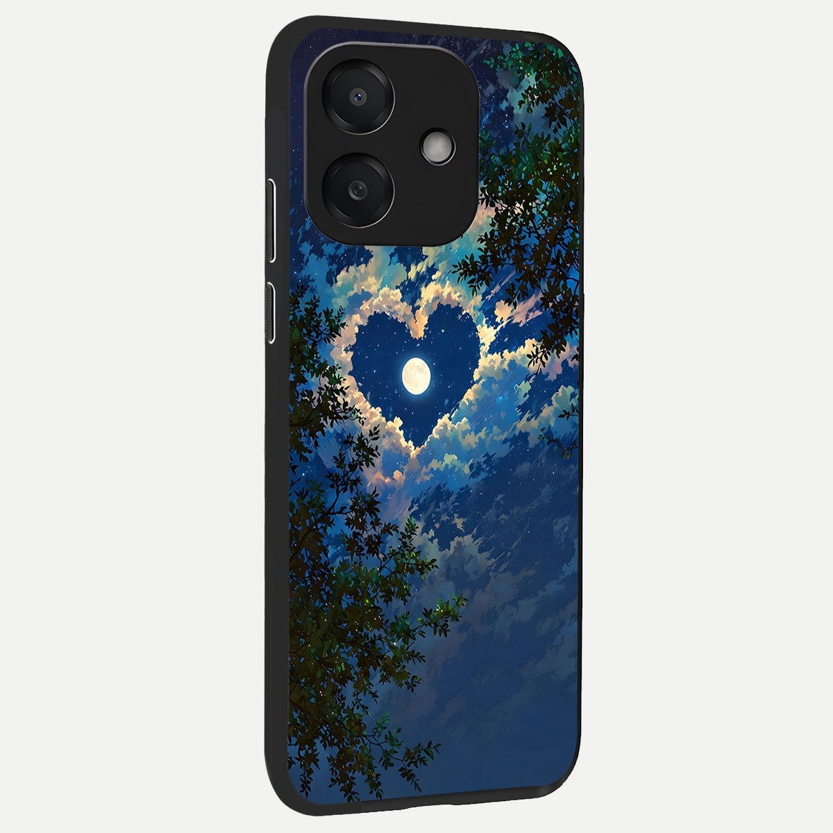 Heart With Moon Sky back cover For Oppo A3x 5G slim fit glass case with vibrant aesthetic design