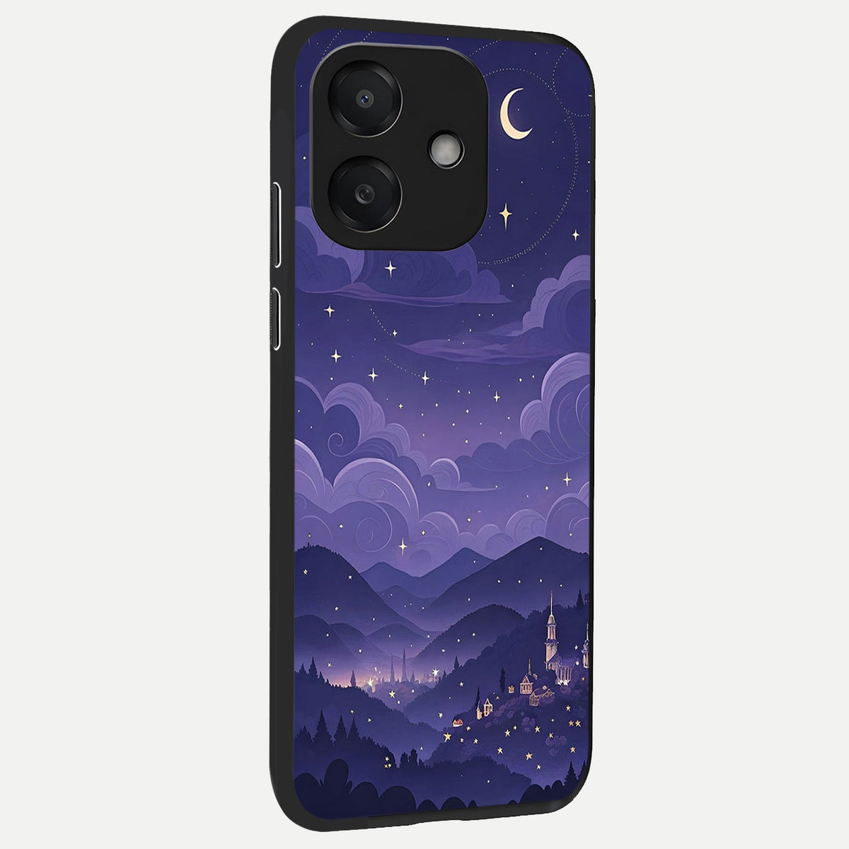 Minimal Night View back cover For Oppo A3x 5G slim fit glass case with vibrant aesthetic design