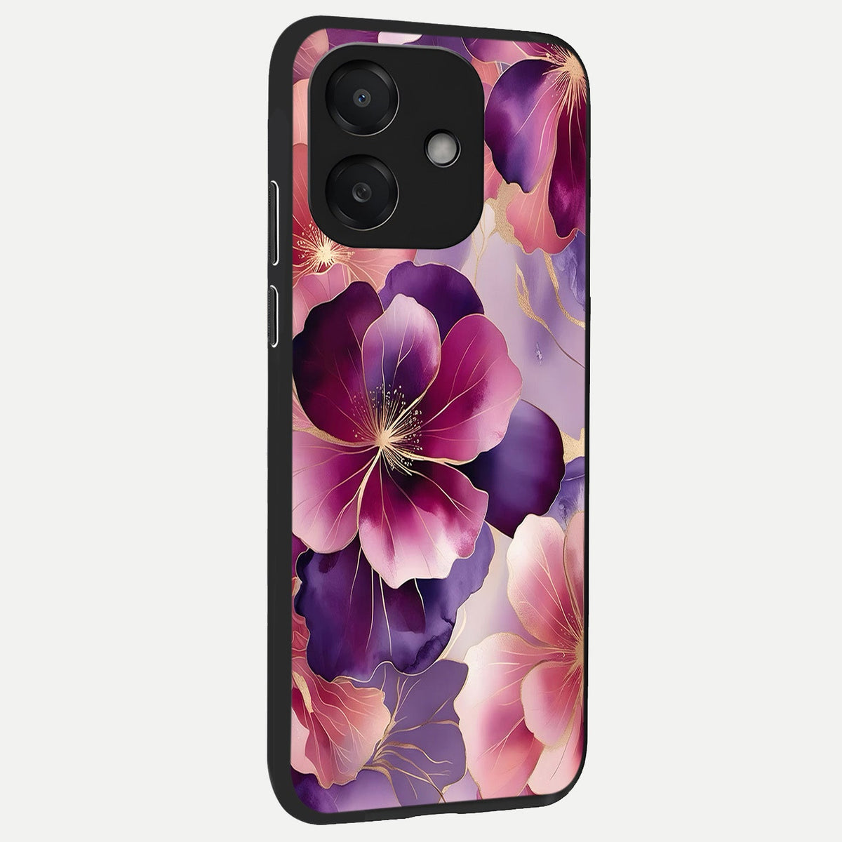 Pink Bouquet Florals back cover For Oppo A3x 5G slim fit glass case with vibrant aesthetic design