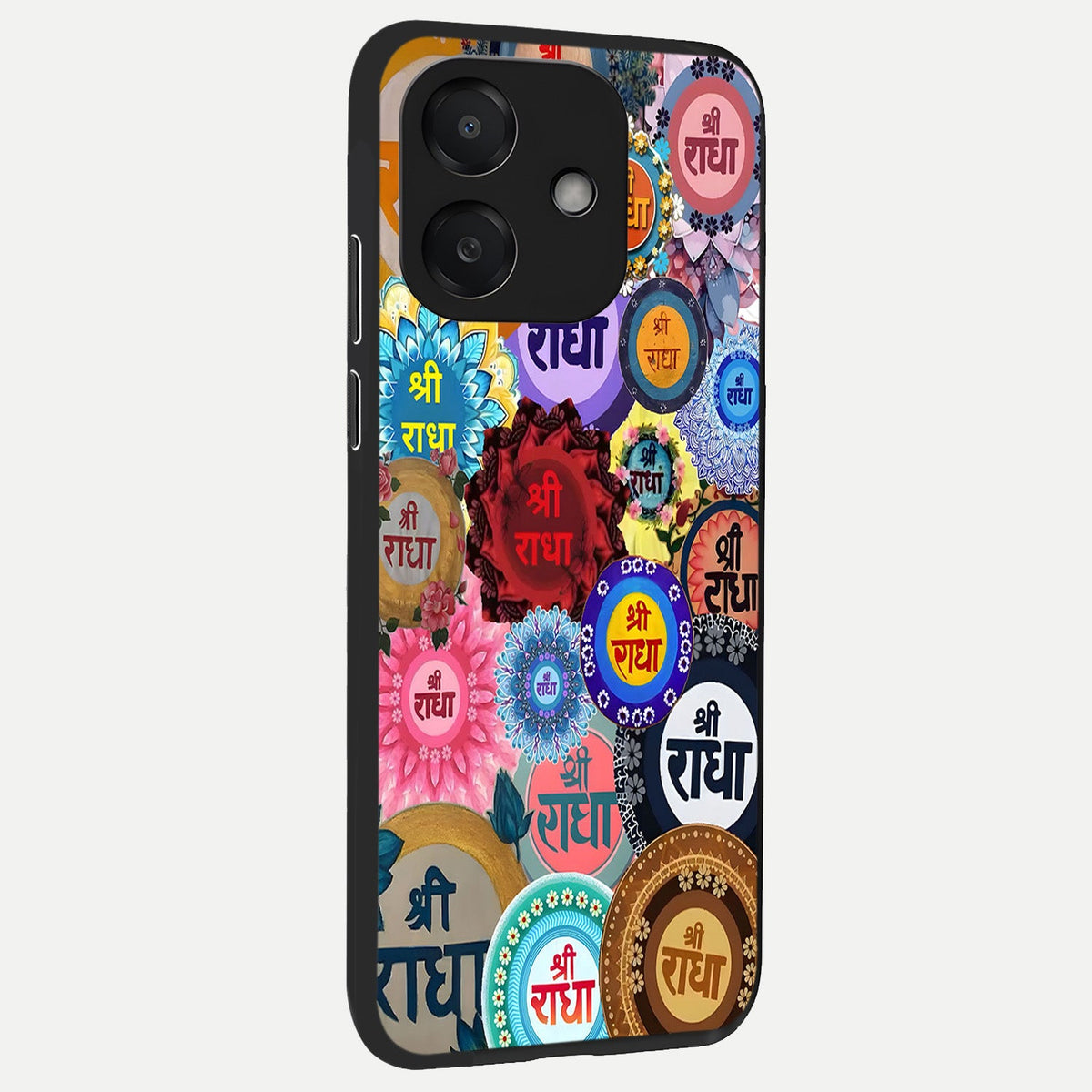 Radha Divine Bloom back cover For Oppo A3x 5G slim fit glass case with vibrant aesthetic design