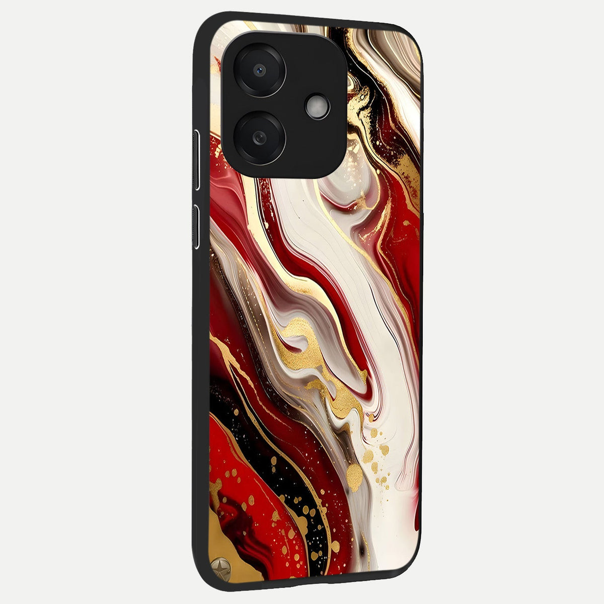 Red And White Marble back cover For Oppo A3x 5G slim fit glass case with vibrant aesthetic design
