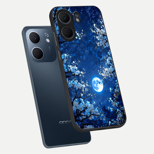 Blossom Moonlight Sky phone case For Oppo A5x 5G showing premium glass back cover with detailed artwork