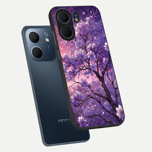 Blossom Tree phone case For Oppo A5x 5G showing premium glass back cover with detailed artwork
