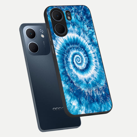 Blue Galaxy Wave phone case For Oppo A5x 5G showing premium glass back cover with detailed artwork