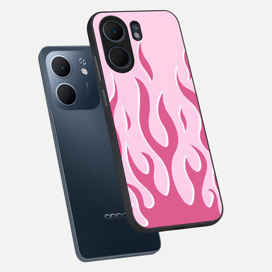 Blush Flame Energy phone case For Oppo A5x 5G showing premium glass back cover with detailed artwork