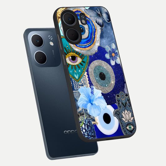 Celestial Blue Vision phone case For Oppo A5x 5G showing premium glass back cover with detailed artwork