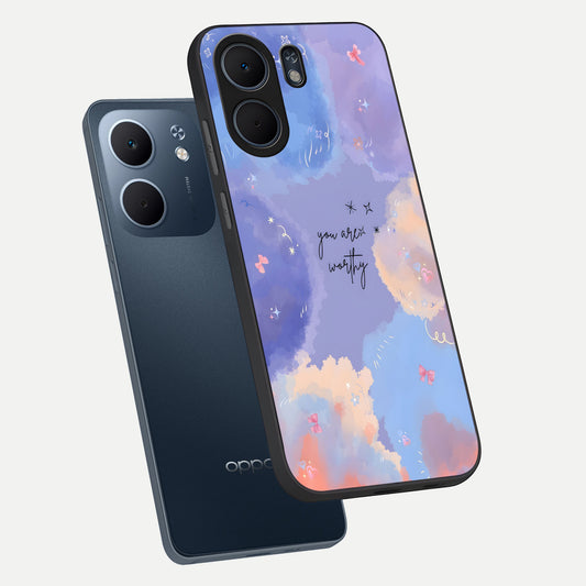 Celestial Cloud Magic phone case For Oppo A5x 5G showing premium glass back cover with detailed artwork