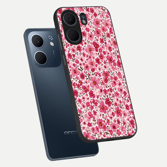 Cherry Blossom Charm phone case For Oppo A5x 5G showing premium glass back cover with detailed artwork