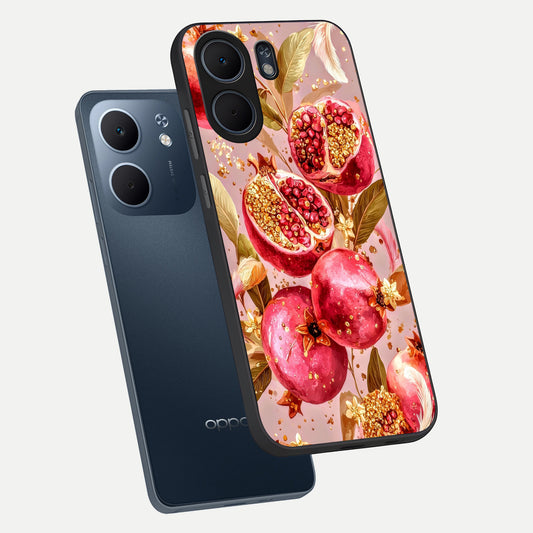 Golden Bloom Glow phone case For Oppo A5x 5G showing premium glass back cover with detailed artwork