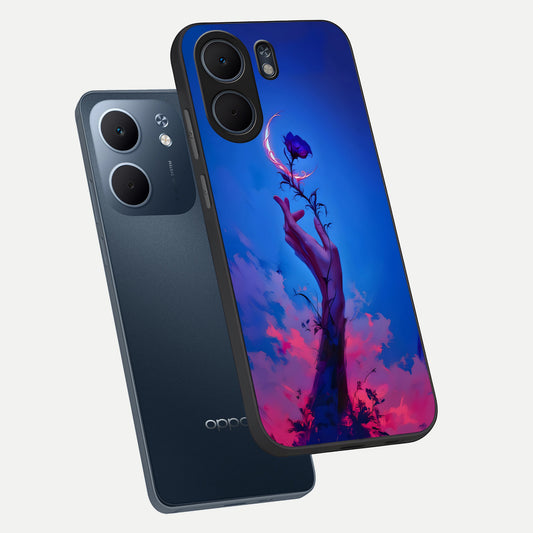 Mystic Hand phone case For Oppo A5x 5G showing premium glass back cover with detailed artwork