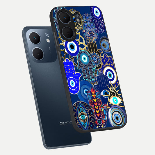 Mystic Palm Guard phone case For Oppo A5x 5G showing premium glass back cover with detailed artwork